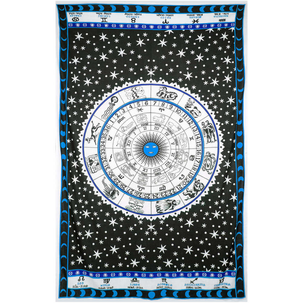 Zodiac Astrology Tapestry Blue 52x80" by Zest For Life